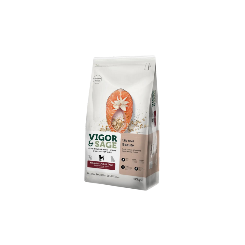 Vigor&Sage Lily Root Beauty - Nourriture chien adulte régulier 12 Kg