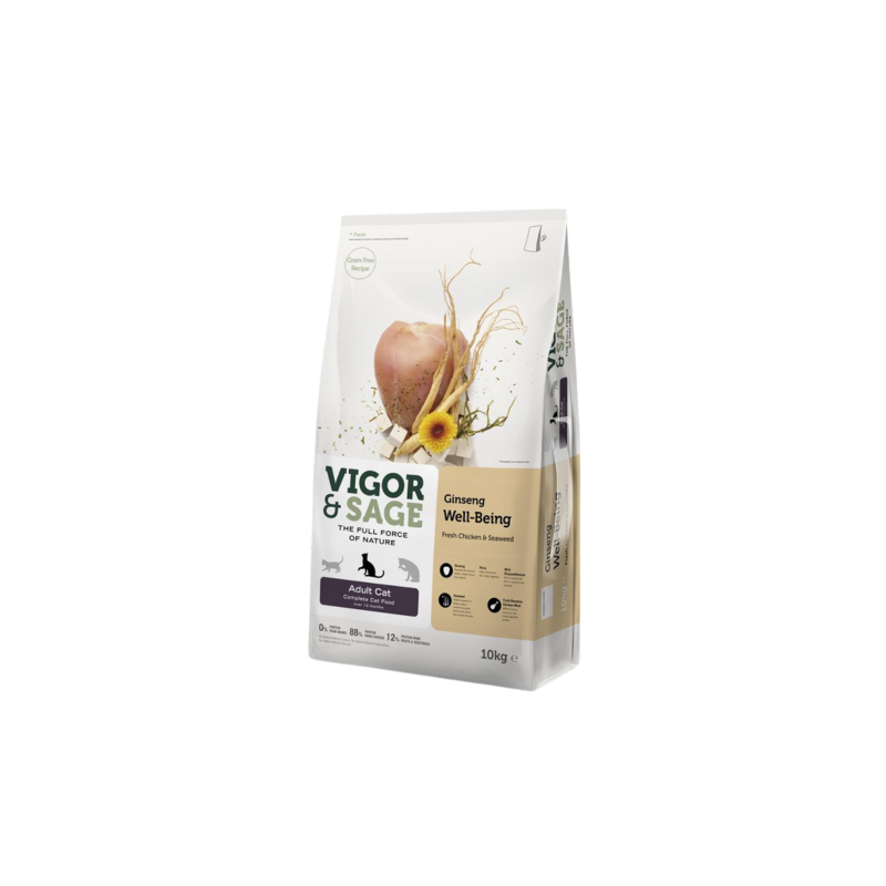 Vigor & Sage Ginseng Well-Being – Nourriture pour chat adulte 10 Kg