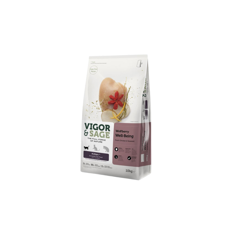 Vigor & Sage Wolfberry Well-Being – Aliment complet pour chatons 10 Kg