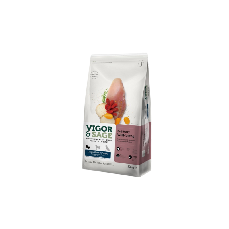 Vigor & Sage Goji Berry Well-Being - Nourriture pour Chiots de Grande Race 12kg