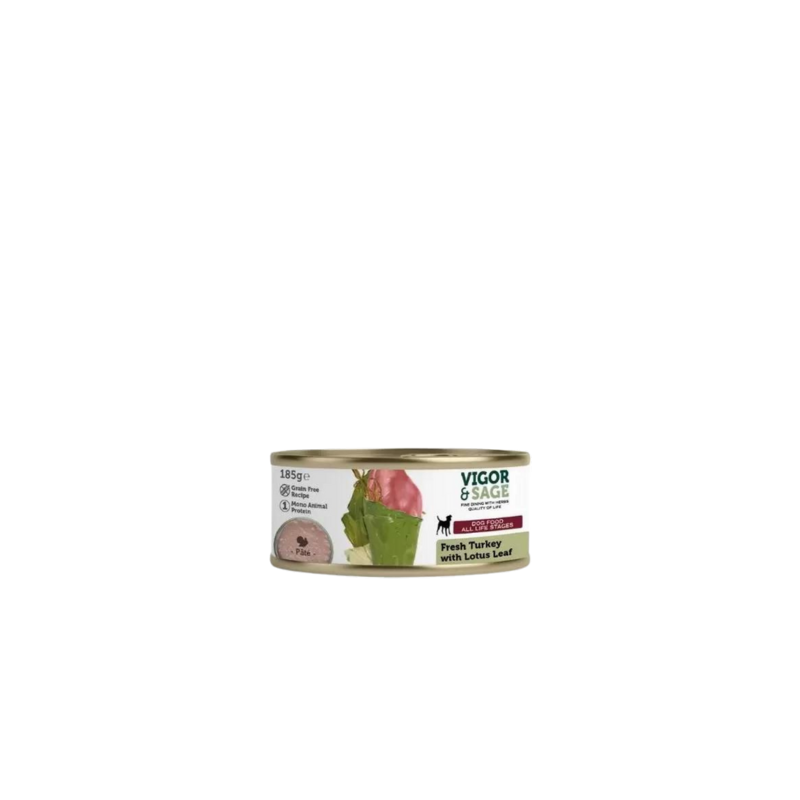 Vigor & Sage PÂTEE pour chien Lotus Leaf & Fresh Turkey - 185g