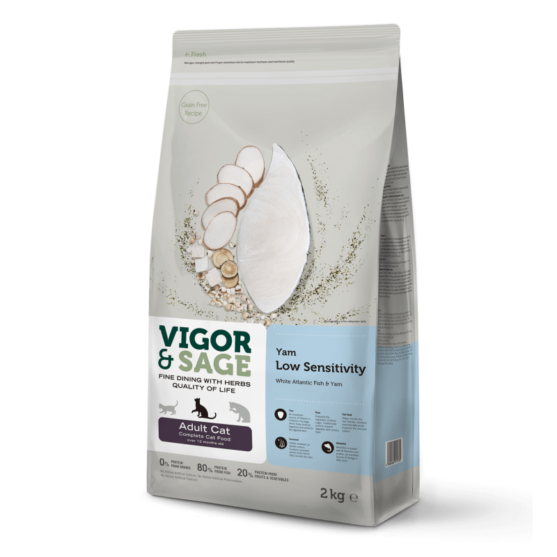 Vigor & Sage wite fish & yam low sensitivity - nourriture complète pour chiens adultes 2kg